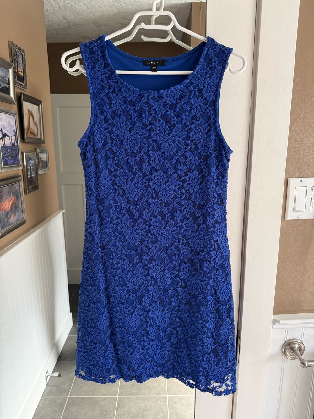 Jessica Royal Blue Sleeveless Lace Mini Dress